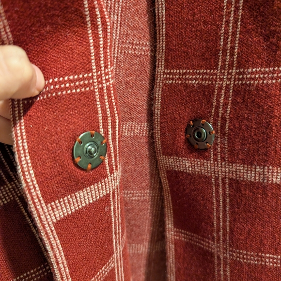 Anthropologie Moth Rust Red Plaid Funnel Neck Coat - Structured & Cozy - Picture 6 of 6